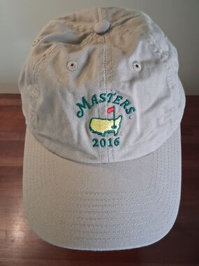 American Needle Masters 2016 Beige Cap Yellow Green Masters Patch Embroidered